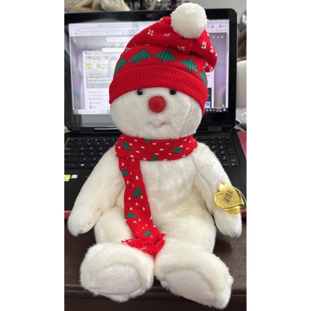 Ty Beanie Buddy Snowboy Snowman 1999 Retired #9342 Christmas Hat Scarf Tag